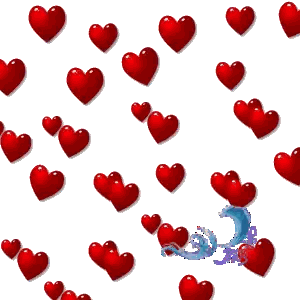 Red Hearts Pattern with Blue Dragon
