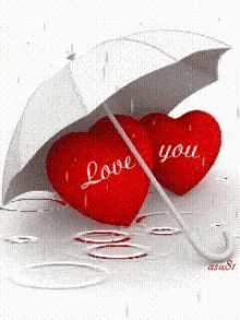 Red Hearts Raining Love You Valentines GIF