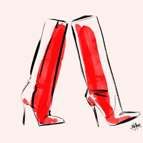 Red Heeled Boots Walking GIF