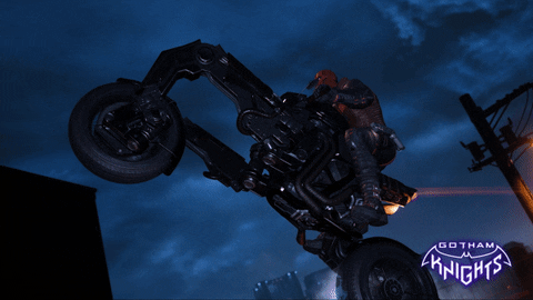 Red Hood Bike Jumping Off Roof GIF