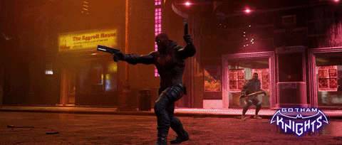 Red Hood Military Equipped Battling Opponents GIF