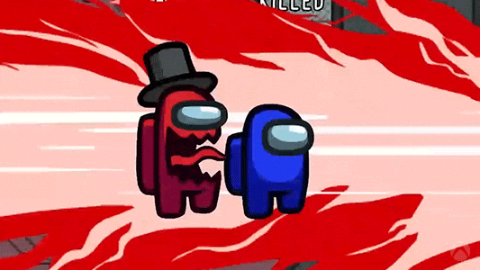 Red Imposter Killing Blue Among Us GIF