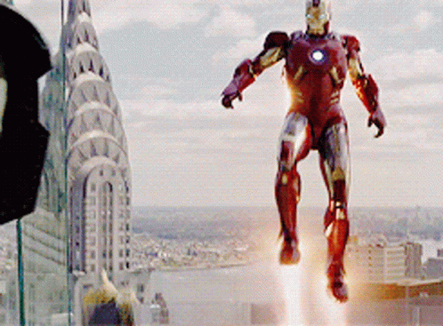Red Iron Man Flying GIF