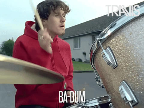 Red Jacket Dude Doing Rim Shot GIF