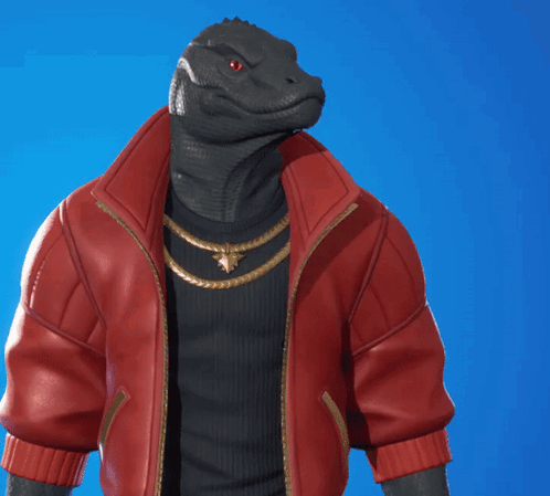 Red Jacket Man Fish on Back Two Guns