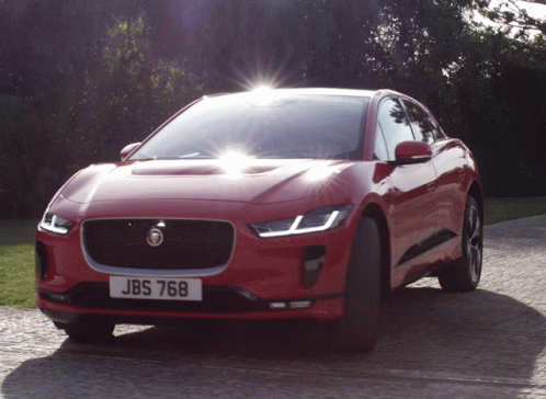 Red Jaguar With JBS 768 License Plate GIF
