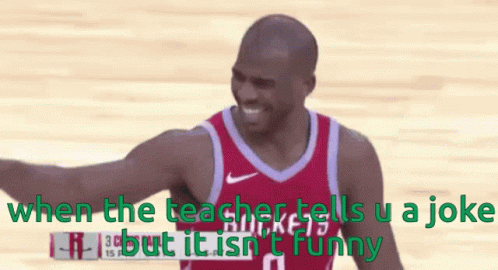 Red Jersey Basketball Player Smiling When Teacher Tells U Joke