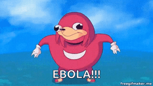 Red Knuckles Cartoon Character Saying Ebola