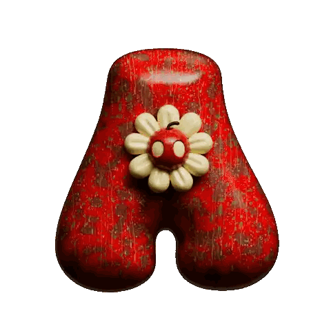 Red Letter A with Mickey Mouse Flower