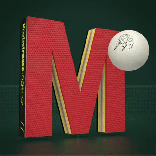 Red Letter M With Ping Pong Ball