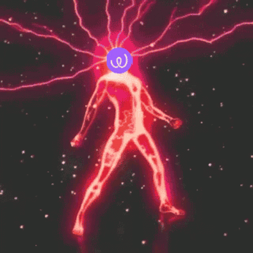 Red Lightning Animated Strikes Man GIF