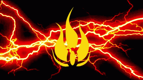 Red Lightning Background Of Yellow Logo GIF