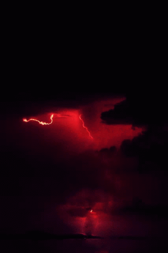 Red Lightning Bolt In Dark Sky GIF