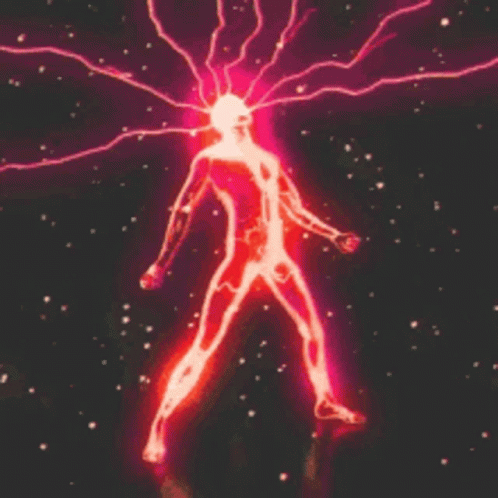 Red Lightning Strikes Man Animation GIF