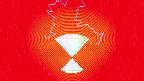 Red Lightning Strikes White Diamond GIF