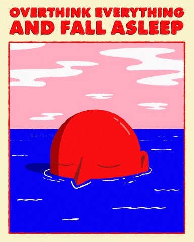 Red Man Overthinking Everything And Fall Asleep GIF