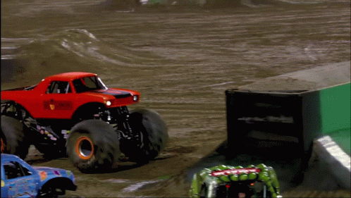 Red Monster Truck Backflip GIF