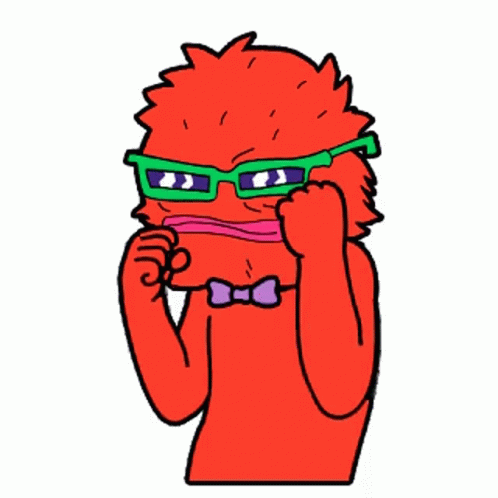 Red Monster Wearing Green Glasses and Bow Tie
