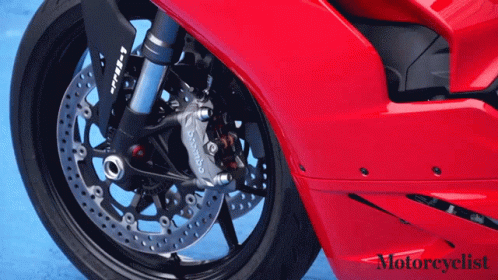 Red Motorcycle Wheel Motorcyclist