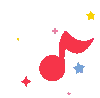 Red Music Note with Stars