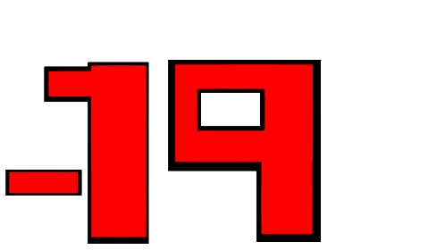 Red Number 19 with Black Outline