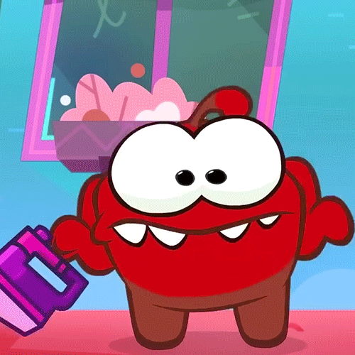 Red Om Nom Shrugs GIF