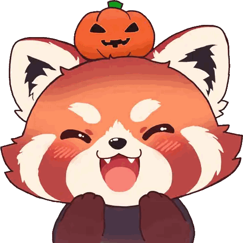 Red Panda With Pumpkin on Head
