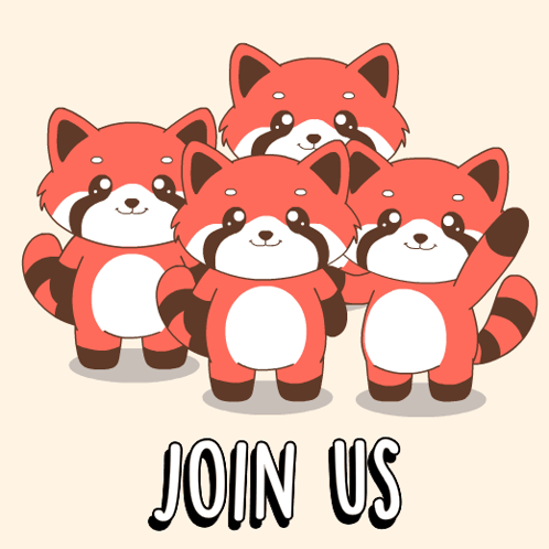 Red Pandas Standing Together Saying Join Us