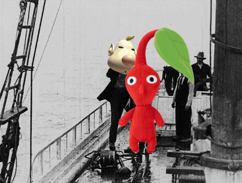 Red Pikmin Getting Thrown In The Sea GIF