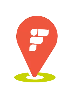 Red Pin With Letter F on Green Circle