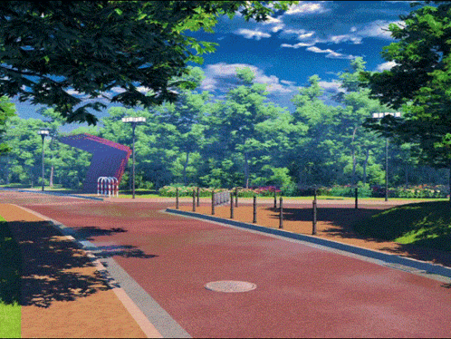 Red Road With Manhole Cover GIF