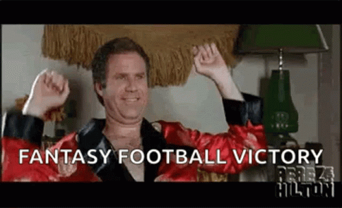 Red Robe Man Raising Arms Fantasy Football Victory