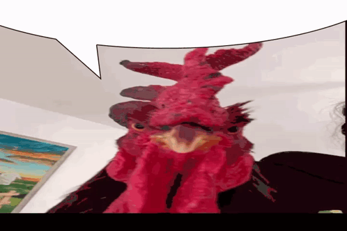 Red Rooster With White Speech Bubble GIF