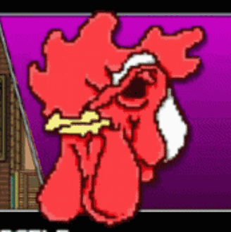 Red Rooster Yellow Beak Pixel Art GIF