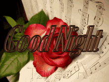 Red Rose And Sheet Music Good Night GIF