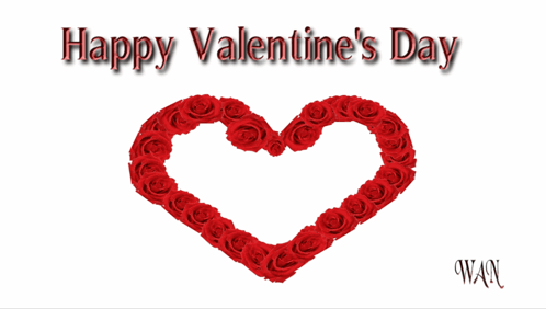 Red Rose Heart with Happy Valentine's Day