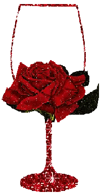 Red Rose in Wine Glass with Glitter