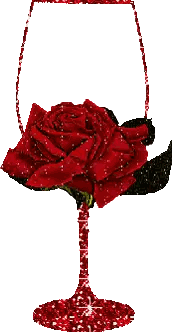 Red Rose in Wine Glass with Glitter