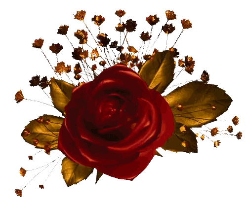 Red Rose Surrounded by Gold Leaves