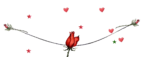 Red Rose Surrounded by Red Hearts and Green Stars
