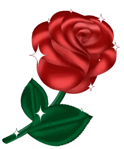 Red Rose With Green Leaves and Sparkles