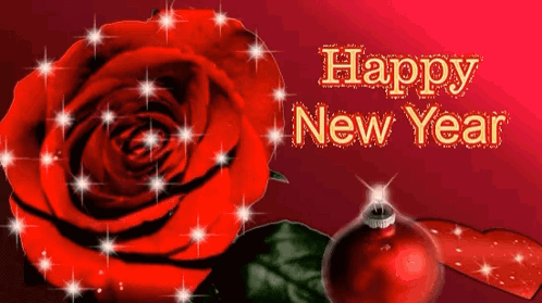 Red Rose With Happy New Year