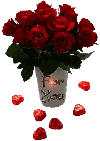 Red Roses and Candle in Vase 'For You