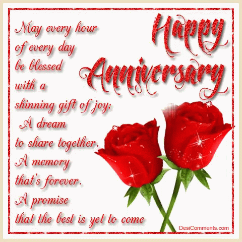 Red Roses Glitter Happy Anniversary GIF