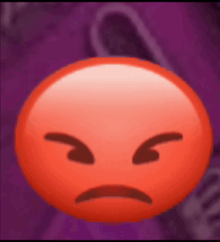 Red Sad Smiley on Purple Background