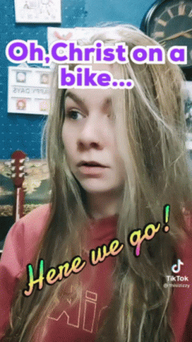 Red Shirt Girl Says Oh Christon on Bike