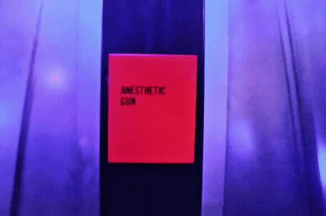 Red Sign Anesthetic Gun Purple Background