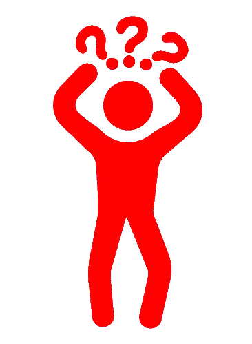 Red Silhouette Person With Question Marks