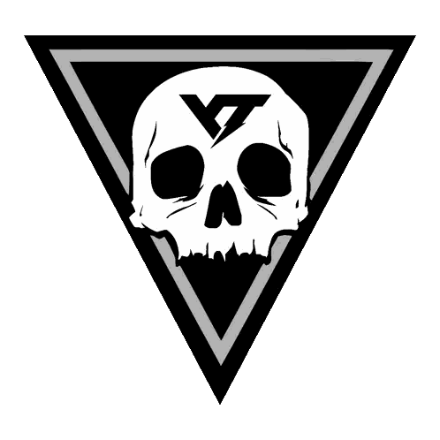 Red Skull in Blue Triangle With Letter Y