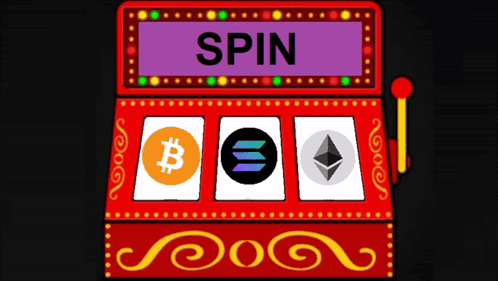 Red Slot Machine With Spin Sign GIF